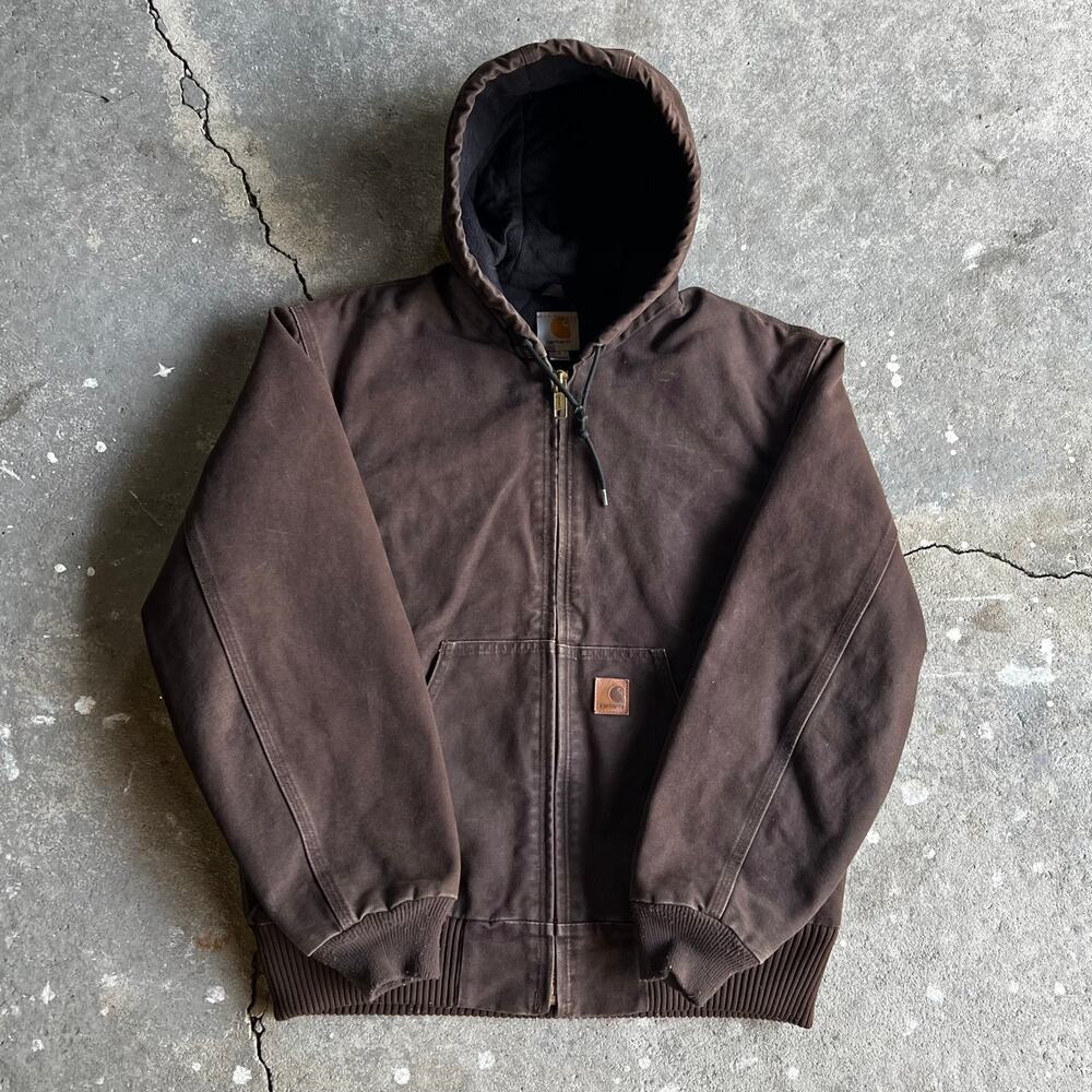 Carhartt J130 DKB brown hooded work wear jacket